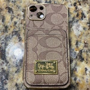 Coach Signature Brown and Gold Phone Case